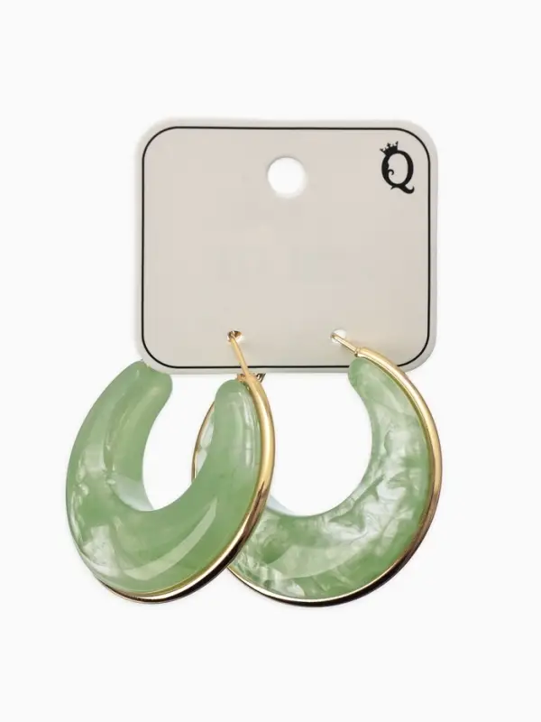Серьги-кольца акрил "Тренд", цвет нефритовый в золоте