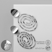 Серьги металл &laquo;Врата&raquo; два овала, цвет серебро