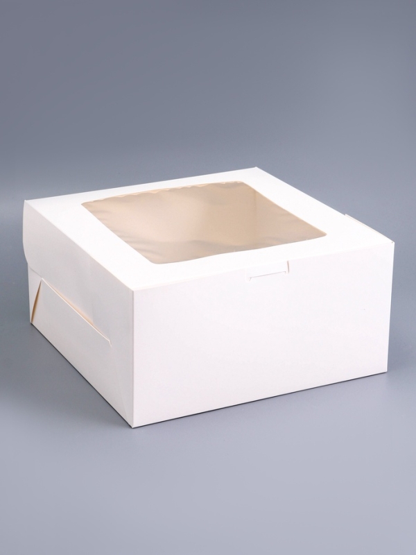 Коробка для торта, белая, 25 х 25 х 12 см