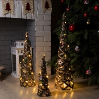 Светодиодная фигура &laquo;Конусы плетёные&raquo; 40, 60, 80 см, текстиль, металл, батарейки ААх2 (не в комплекте), свечение тёплое белое