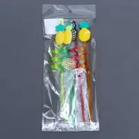 Трубочки для коктейля &laquo;Ананасы&raquo;, набор, 4 шт., цвет МИКС