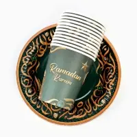 МП Набор бумжаной посуды &laquo;Ramadan Kareem&raquo;, зелёный, 12 персон