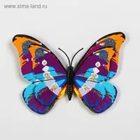 Магнит пластик "Бабочка с золотым глиттером" двойные крылышки,МИКС 10х7 см