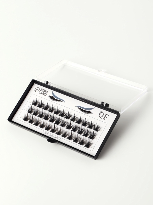 Ресницы накладные пучки АНИМЕ 10/12/14мм нейлон черный п/короб QF