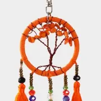 Брелок ловец снов "Древо" 19 см, цв. оранжевый