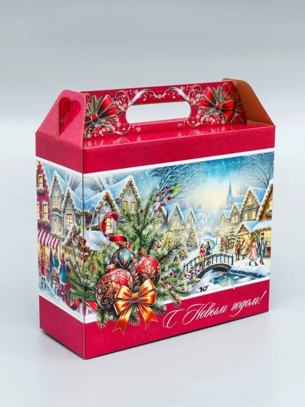 Коробка подарочная новогодняя &laquo;Рождественский город&raquo; 34&times;14&times;35.5 см