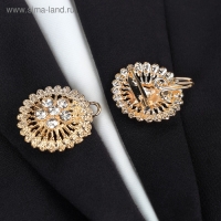 Зажим для кардигана &laquo;Круги&raquo;, цвет белый в золоте