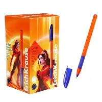 Ручка шариковая ErichKrause U-109 Orange Stick&Grip, игольчатый узел 1.0 мм, чернила синие, резиновый держатель, супермягкое письмо