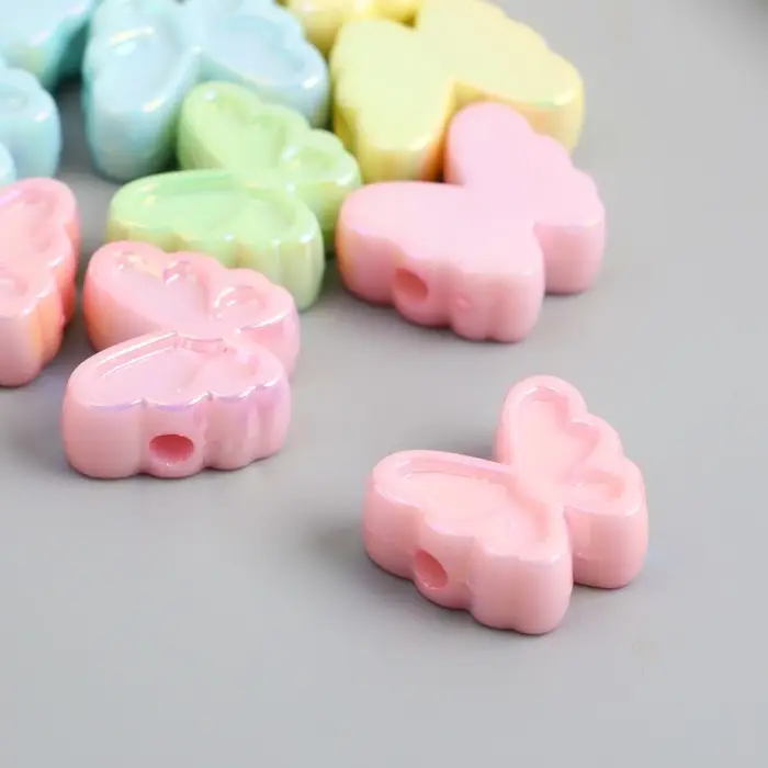 Бусина для творчества пластик "Бабочка. Перламутровый глянец" МИКС 0,8х2,3х2 см