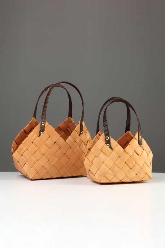 Набор корзин плетёных, 2 шт., 30&times;17&times;19 см, 24&times;14&times;15 см, ива, натуральный цвет