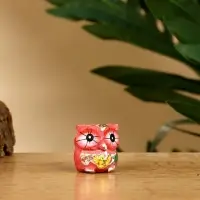 Набор сувенирный "Совята" дерево H 4, 3, 2 см, цв. розовый