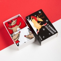 Набор новогодних мужских носков "Олень" размер 41-44 Набор новогодних мужских носков "Олень" размер 41-44