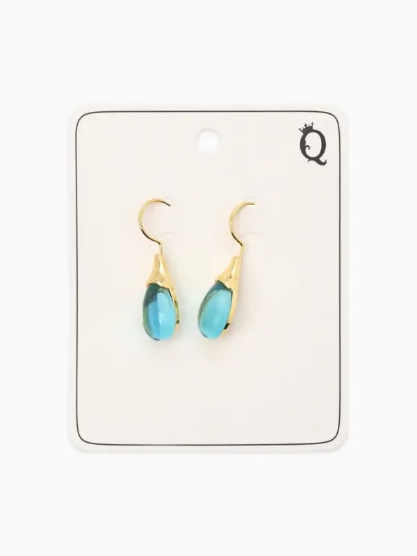 Серьги "Капля",  цвет голубой в золоте