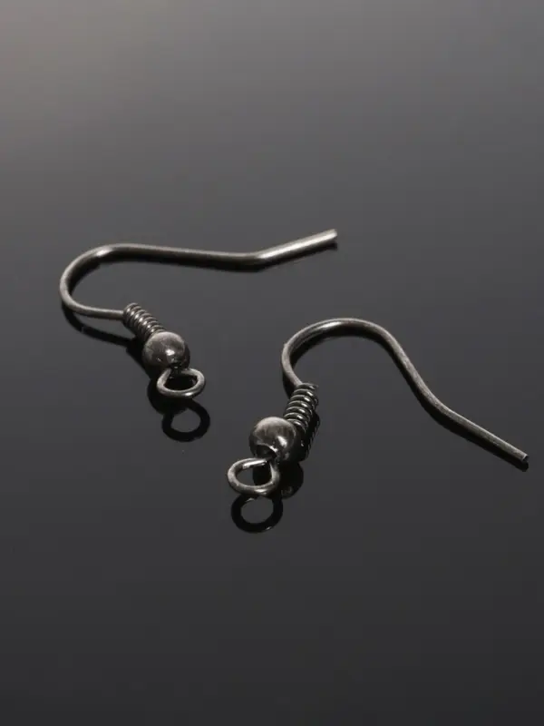 Швензы для сережек-крючки с бусиной (набор 5 пар), серые