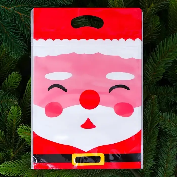 Пакет подарочный, с zip-lock застежкой, "Дед Мороз", 15х23 &plusmn; 1см.