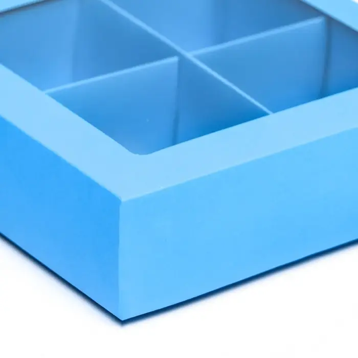 Коробка для 4 конфеты, голубой, 12.5&times;12.5&times;3.5 см