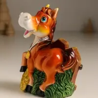 Копилка полистоун "Коняшка у забора с монетками" 9,5х5х12,8 см