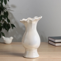 Керамическая ваза для цветов, сухоцветов &laquo;Филикс&raquo;, настольная, d отв.- 6 см, 22.5&times;9 см, белый