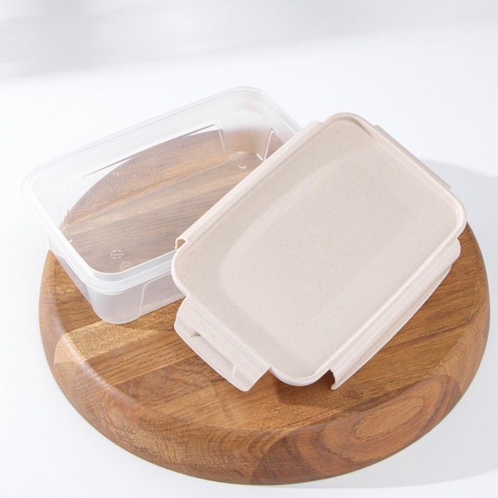 Контейнер пищевой Lock&Ok, 750 мл, 18,6&times;12,2&times;5,5 см, цвет прозрачный, крышка бежевая