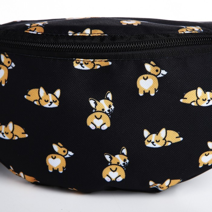 Сумка поясная &laquo;Корги&raquo;, 32х8х15 см, отдел на молнии, наружный карман, цвет чёрный