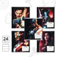 Тетрадь в линейку 24 листа, 5 видов МИКС, обложка мелованный картон, &laquo;Мстители&raquo;