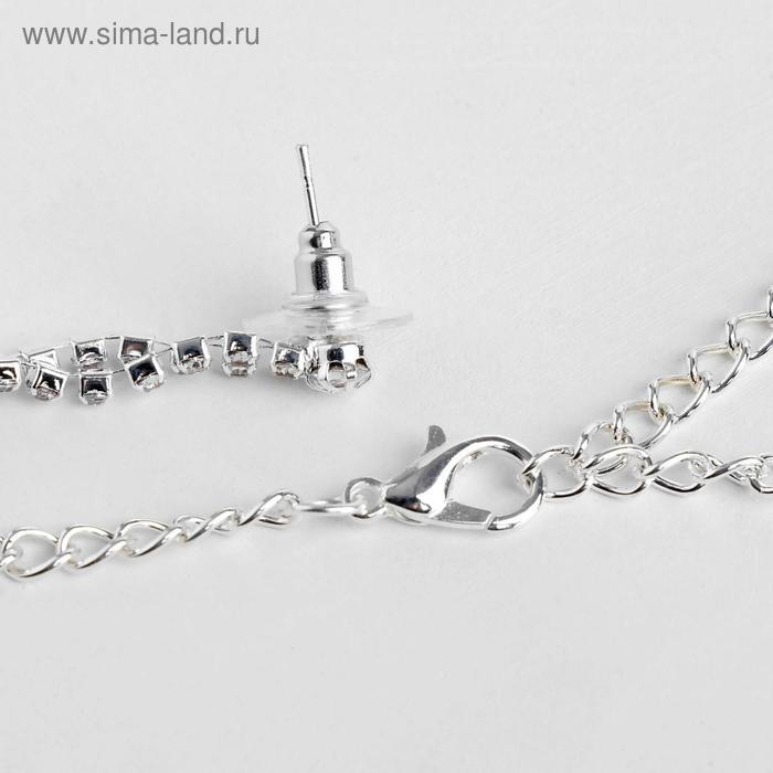 Набор 2 предмета: серьги, колье &laquo;Листопад&raquo; капли, цвет чёрно-белый в серебре, 45 см