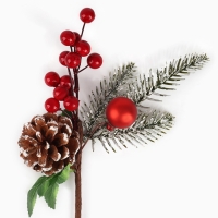 Новогодний декор, веточка "Зимние настроение" 26х11х5,5 см