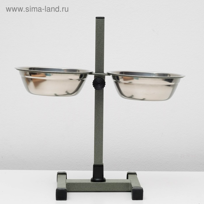 Подставка с мисками, 2 х 700 мл, высота 40 см, разборная, зелёная Подставка с мисками, 2 х 700 мл, высота 40 см, разборная, зелёная