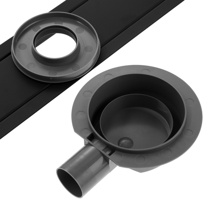 Трап ZEIN, c флaнцeм свободного вращения 360°, 7х70 см, d=40/50 мм, нерж. сталь, черный Трап ZEIN, c флaнцeм свободного вращения 360°, 7х70 см, d=40/50 мм, нерж. сталь, черный