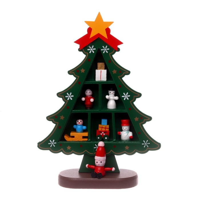 Новогодний сувенир &laquo;Ёлка с ячейками под подарки&raquo;, 14,5 &times; 19,5 см, зелёная