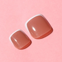 Накладные ногти для ног &laquo;Идеальный педикюр. Классический френч&raquo;, 24 шт, клеевые пластины, цвет бежевый/белый