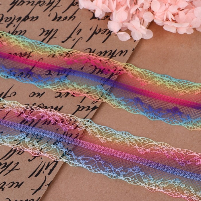 Кружево капроновое «Радуга волна», 35 мм × 10 ± 1 м, цвет разноцветный №2 Кружево капроновое «Радуга волна», 35 мм × 10 ± 1 м, цвет разноцветный №2