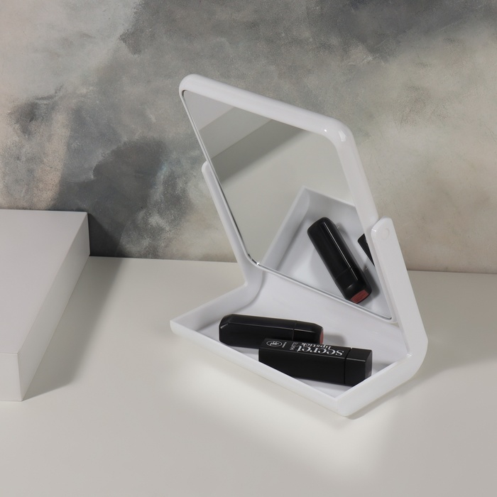 Зеркало с подставкой для хранения, двустороннее, зеркальная поверхность 13,5 × 17 см, цвет МИКС Зеркало с подставкой для хранения, двустороннее, зеркальная поверхность 13,5 × 17 см, цвет МИКС