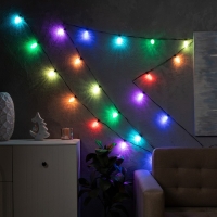 Умная гирлянда &laquo;Нить&raquo; 6 м с насадками &laquo;Шишки&raquo;, IP20, тёмная нить, 20 LED, свечение RGB, USB