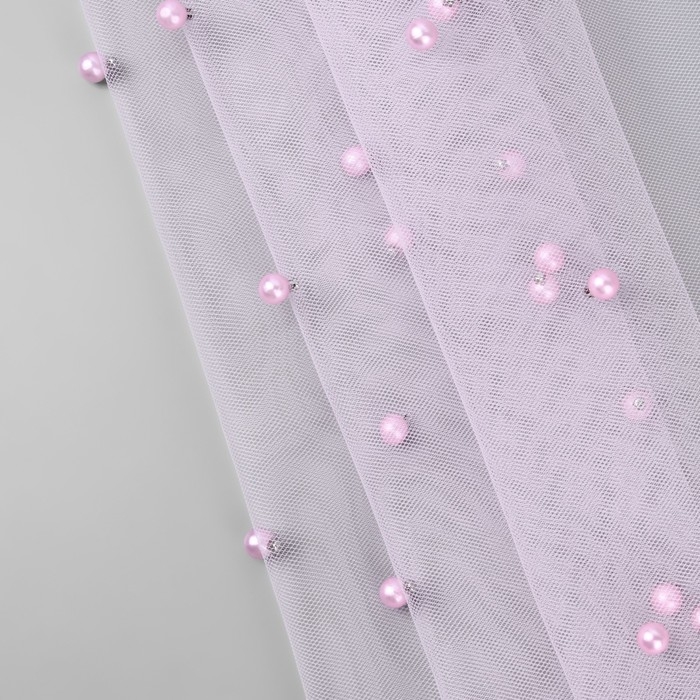 Сетка с бусинами, 150 см, 1 &plusmn; 0,2 м, цвет розовый