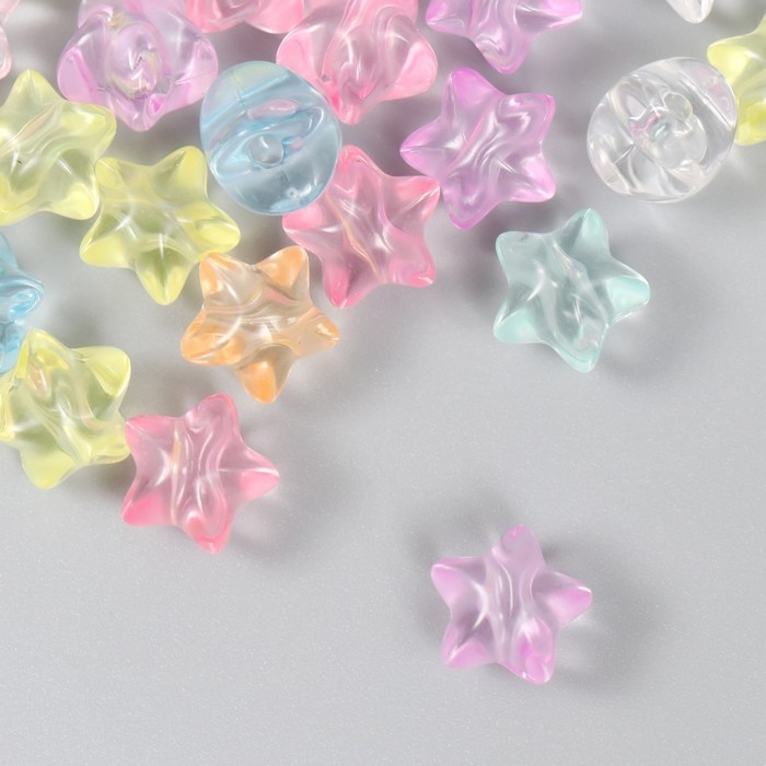 Бусины для творчества пластик "Звёздочки. Цветные льдинки" набор 20 гр