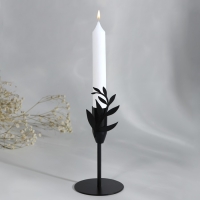 Подсвечник &laquo;Листики&raquo;, черный, 7,4 х 15,3 см