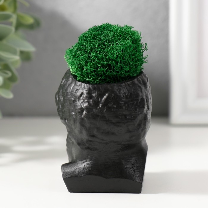 Кашпо бетонное Кашпо бетонное "Прометей" высота 6,5 см, ширина 5 см черный со мхом (мох зелен. стабил)