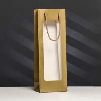 Пакет-переноска для цветов с PVC окном 12,5 &times; 8,5 &times; 36 см, золотой