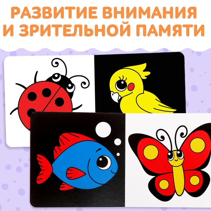 Набор картонных книг &laquo;Контрастные и черно-белые картинки для новорожденных&raquo;, 3 шт. по 10 стр., 0+