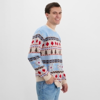 Новый год. Джемпер вязаный KAFTAN Scandinavia размер 50, голубой Новый год. Джемпер вязаный KAFTAN Scandinavia размер 50, голубой