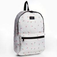 Рюкзак школьный текстильный &laquo;Цветы&raquo;, 42х14х28 см, цвет белый