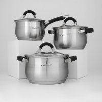 Набор посуды &laquo;Ирида&raquo;, 3 предмета: кастрюли 2,9 л, 3,9 л, ковш 1,9 л, капсульное дно, индукция