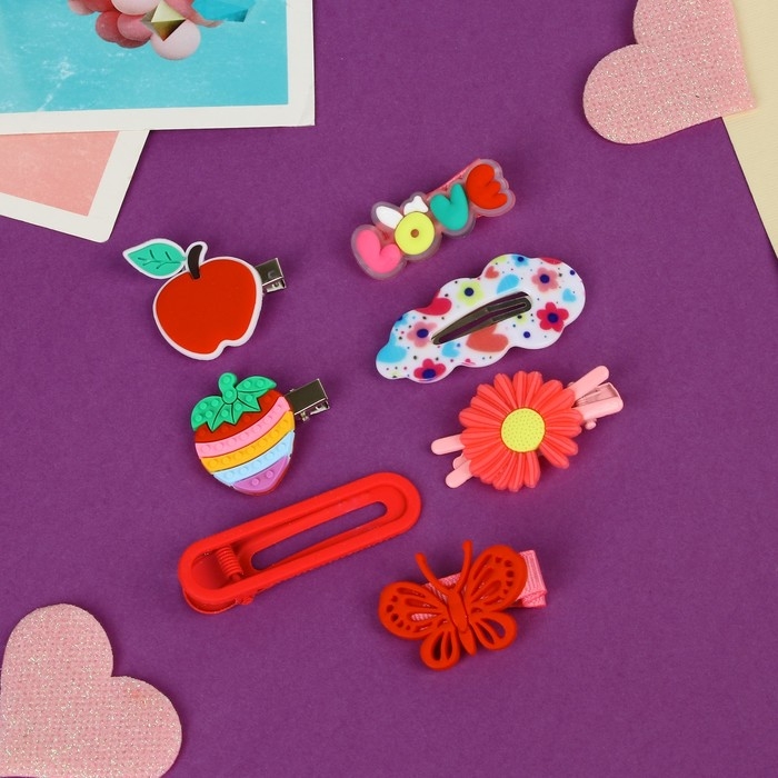 Набор для волос "Маленькие радости" (14 шт) семицветик, красный