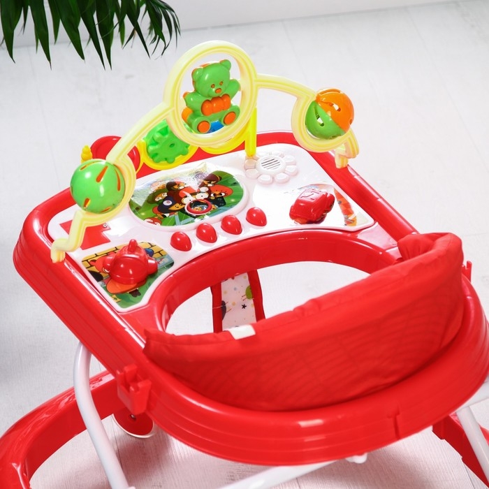 Ходунки &laquo;Забава&raquo;, 8 силик. колес, муз., свет, игрушки, красный