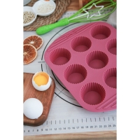 Форма для выпечки Доляна &laquo;Сладости. Круг реб&raquo;, силикон, 27&times;22&times;3 см, 9 ячеек (6&times;6&times;3 см), цвет МИКС