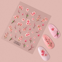 Наклейки для ногтей &laquo;Сакура&raquo;, объёмные, цвет розовый/белый