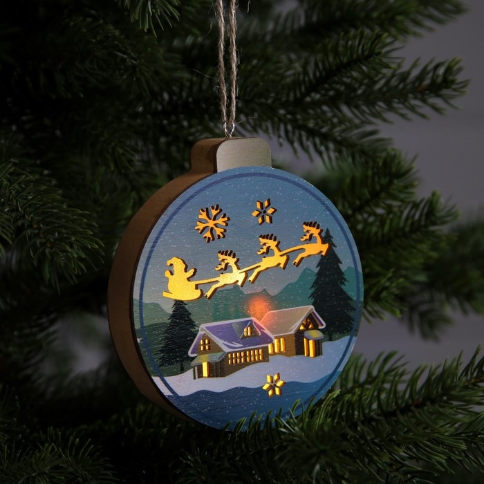 Ёлочная игрушка &laquo;Новогодняя ночь&raquo;, от батареек, свечение тёплое белое