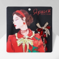 Брошь &laquo;Цветочная роса&raquo; с бантом, цвет бордово-белый в золоте