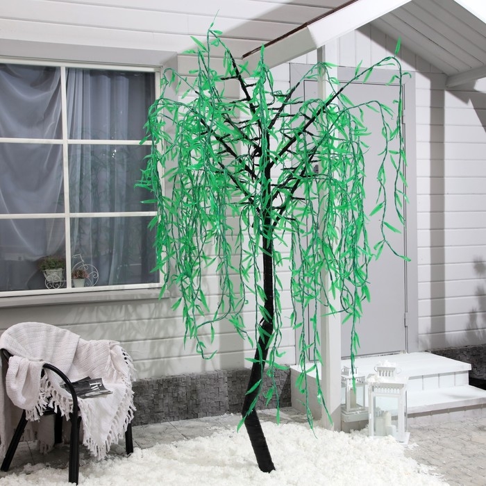 Светодиодное дерево &laquo;Плакучая ива&raquo; 2 м, 1152 LED, постоянное свечение, 220 В, свечение зелёное